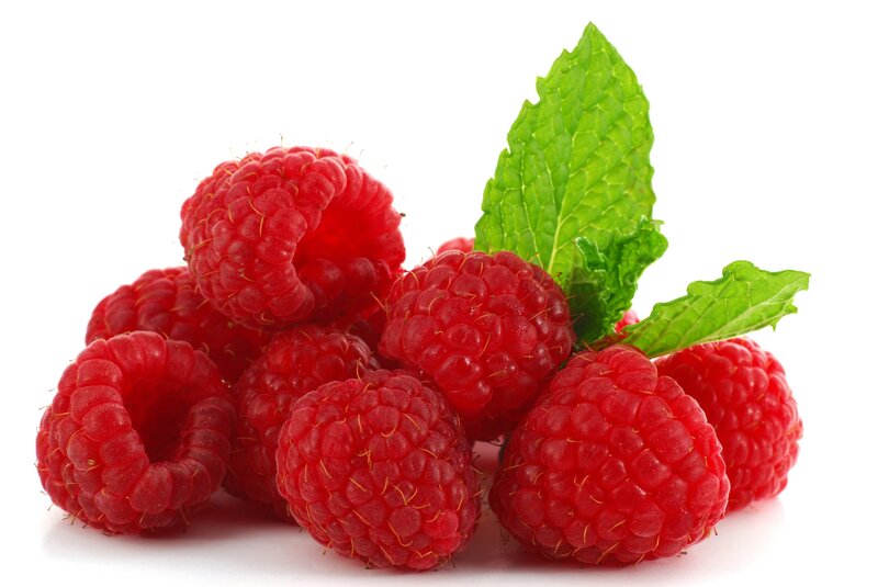 Raspberries with Mint — Red
