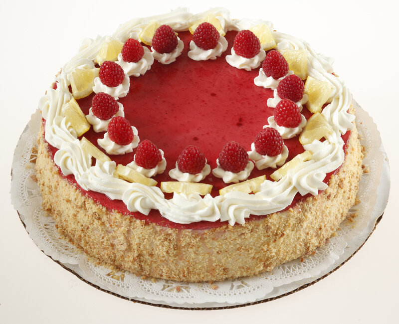 raspberry and pineapple cheesecake