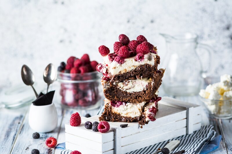 Raspberry Brownie Stack