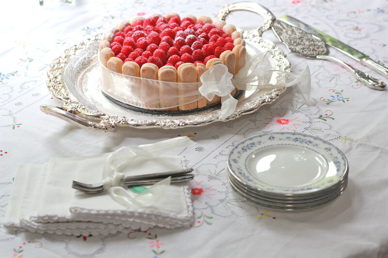 Raspberry Cake on Tray