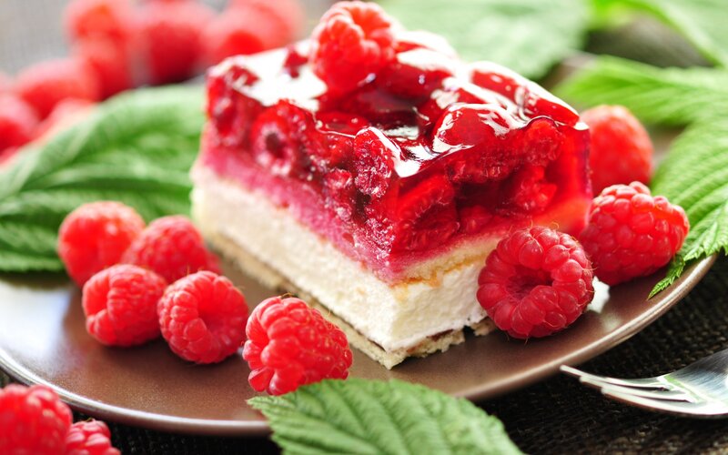 Raspberry Cheesecake Slice — Red, Appetizing