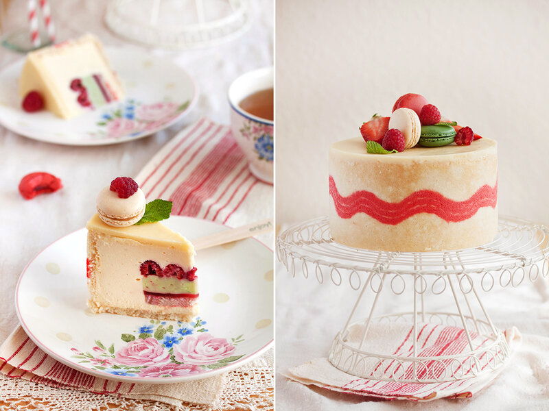 Raspberry Cheesecake Slice — White, Delicate