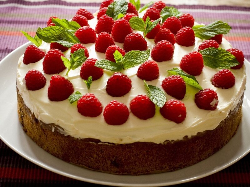 Raspberry Cheesecake — White, Fresh, Photograph