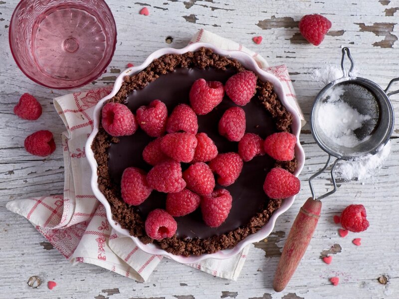 Raspberry Chocolate Tart — Red