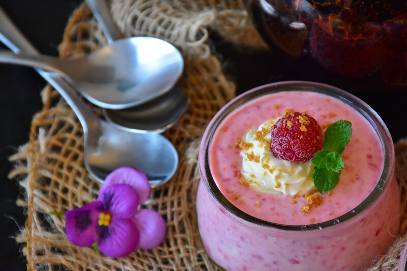 raspberry dessert in a jar