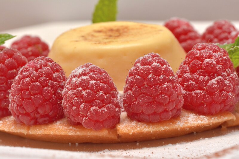 raspberry dessert with custard
