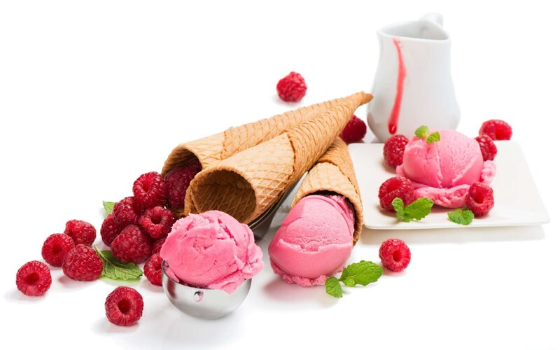 Raspberry Ice Cream — Pink, Fresh, Photograph