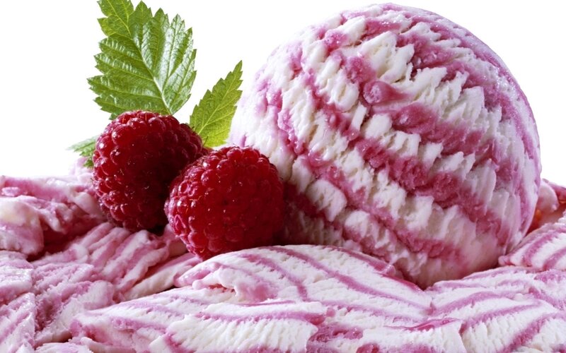 Raspberry Ice Cream — White, Fresh