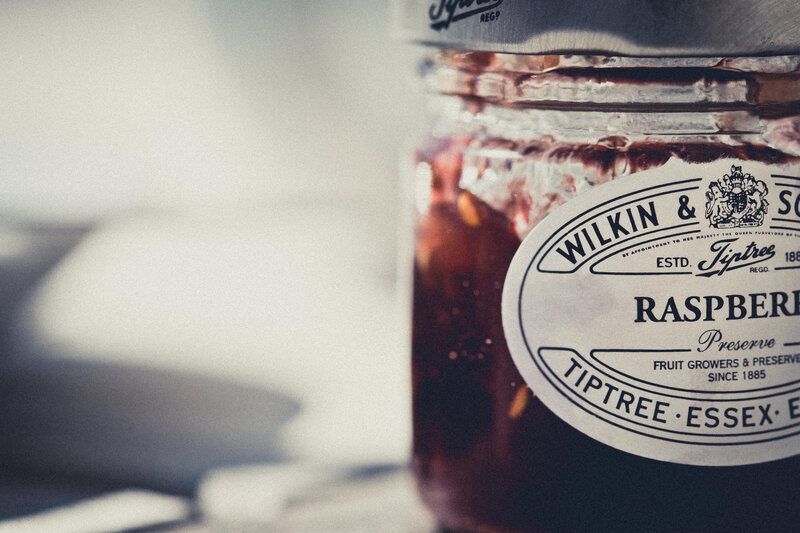 Raspberry jam jar close-up