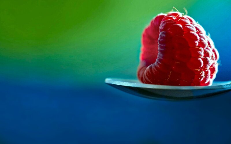 Raspberry on a Spoon — Red, Dramatic