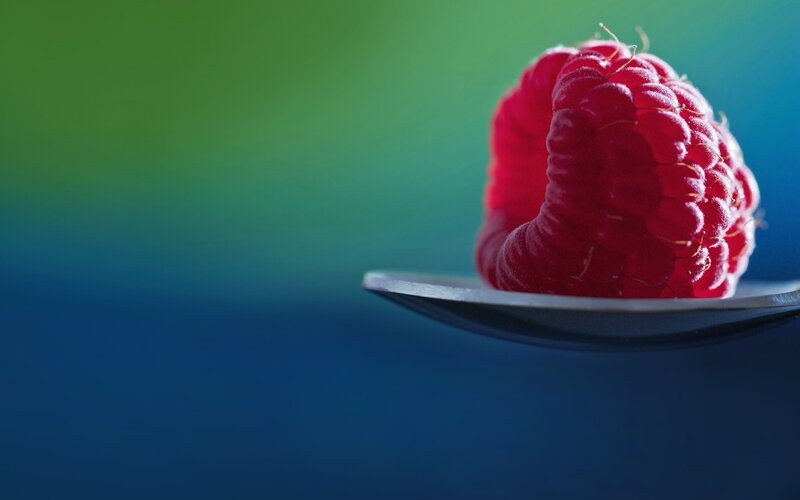 Raspberry on Spoon — Red, Dramatic