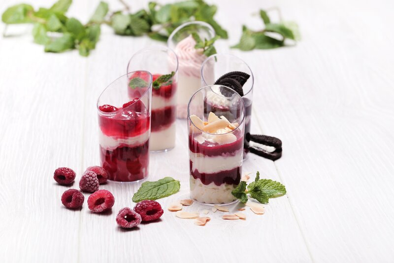 Raspberry Parfaits in Glasses