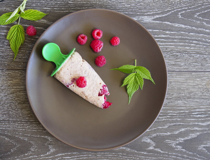 Raspberry Popsicle on Plate