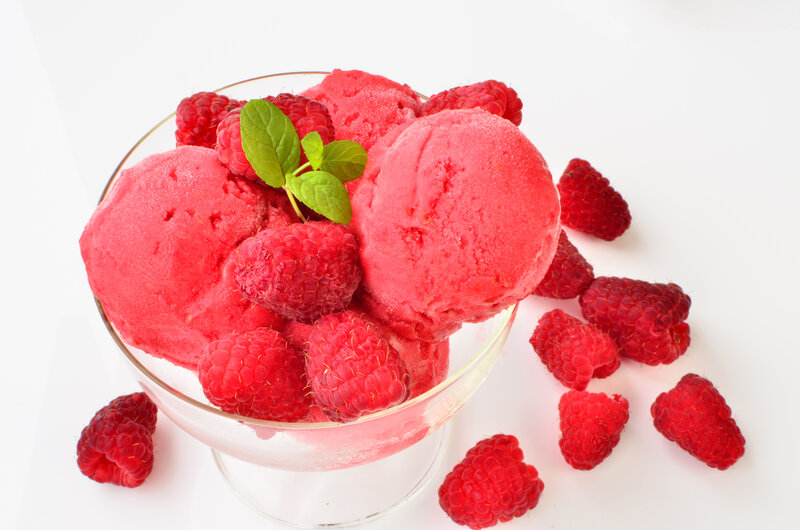Raspberry Sorbet in Bowl