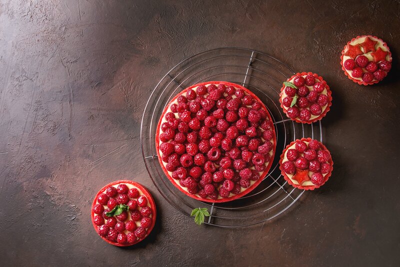 Raspberry Tarts on Rack