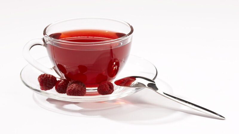 Raspberry Tea in Glass Cup — Red, Calm