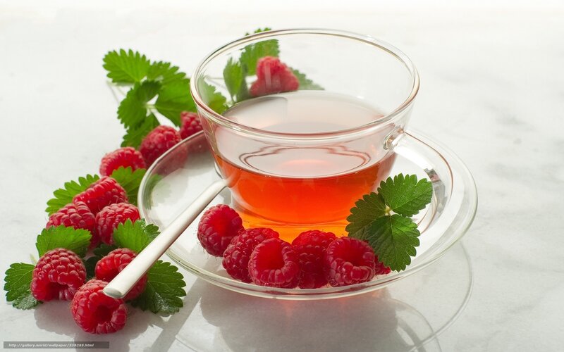 Raspberry Tea in Glass Cup — Red, Serene