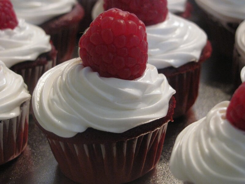 raspberry-topped cupcakes
