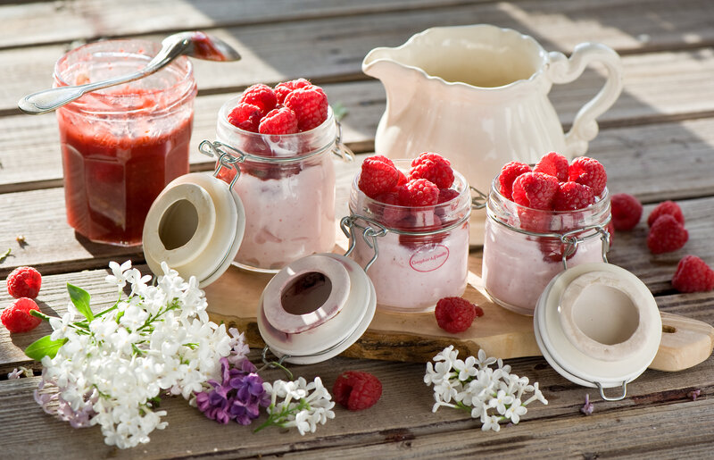 Raspberry Yogurt Jars