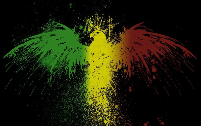 Rasta eagle with splattered colors