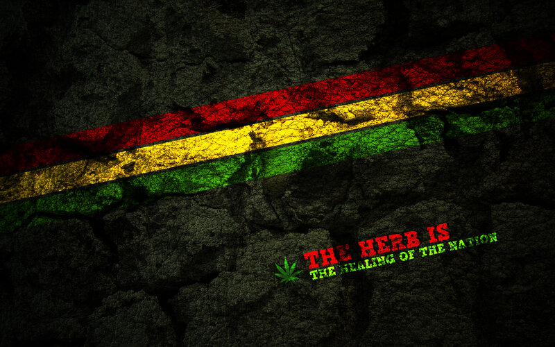 Rasta flag with herb quote