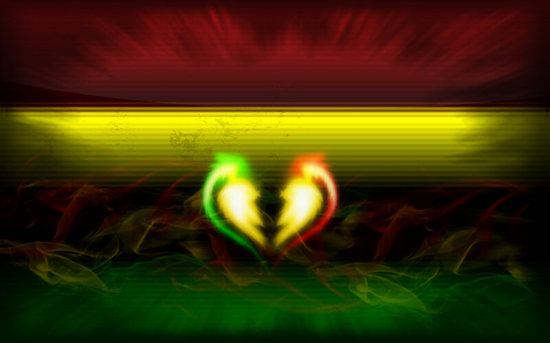 Rasta heart flame design