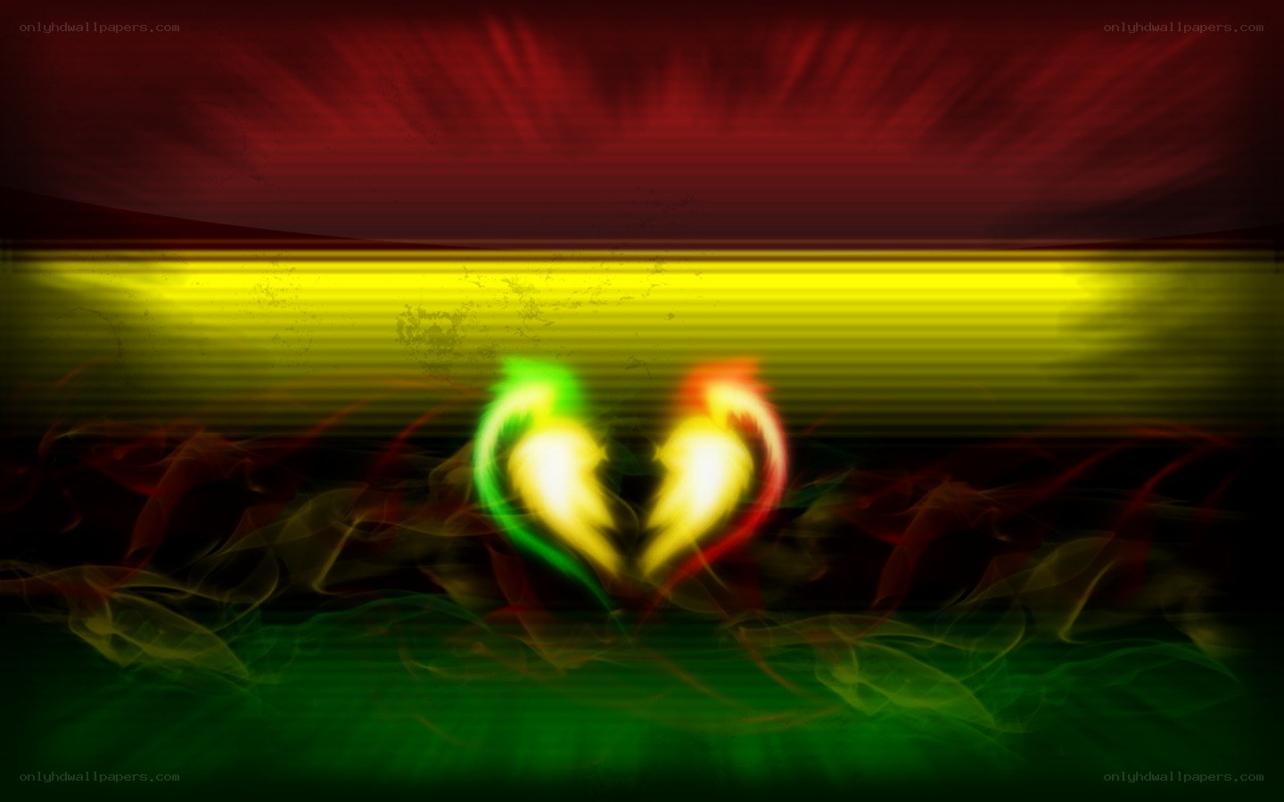 Rasta heart flame design
