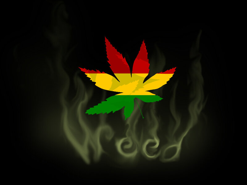 Rasta leaf with smoke