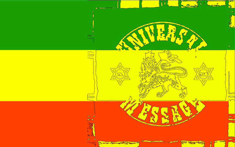 Rastafari flag with text overlay