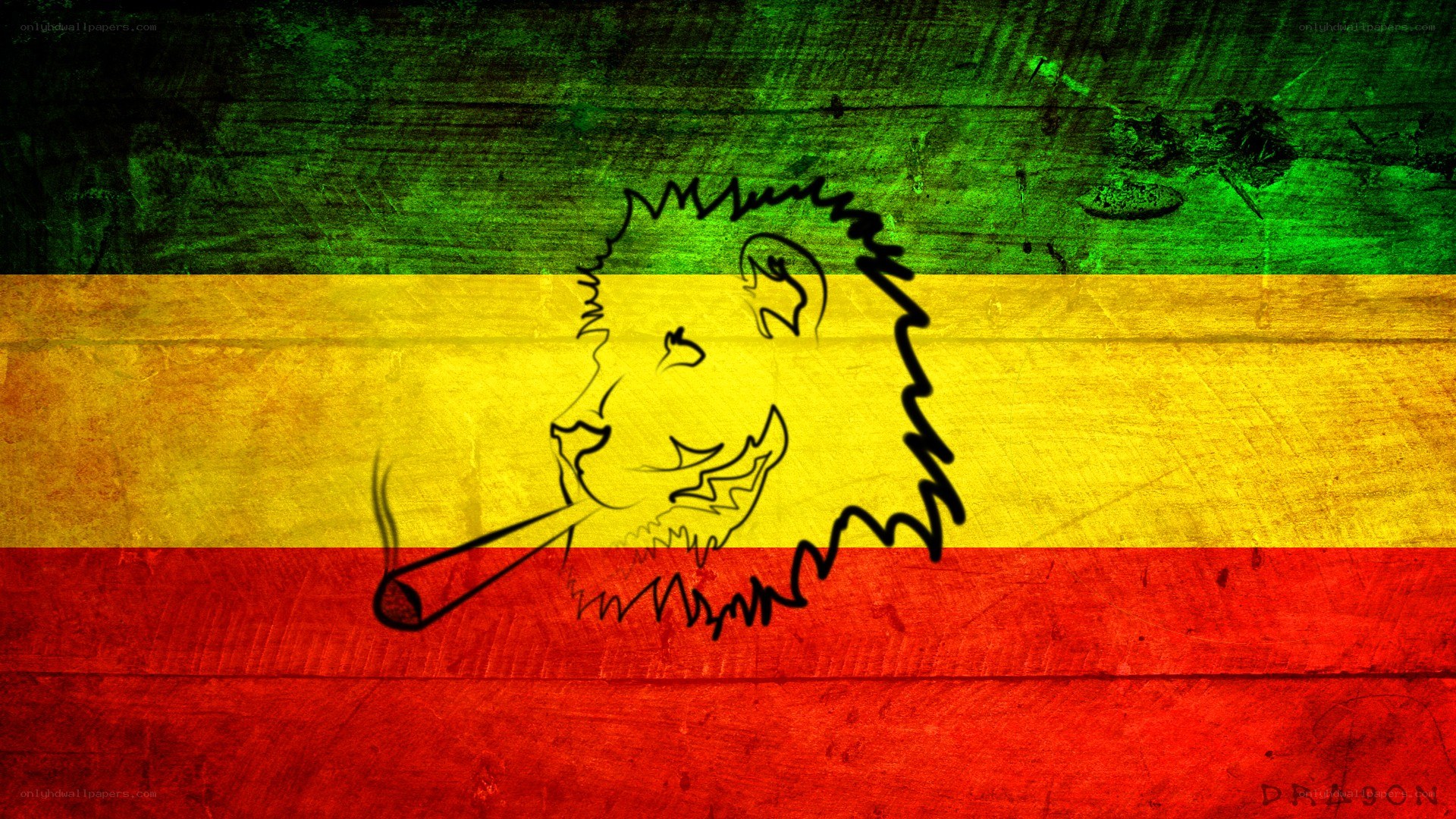 Rastafari lion with cannabis