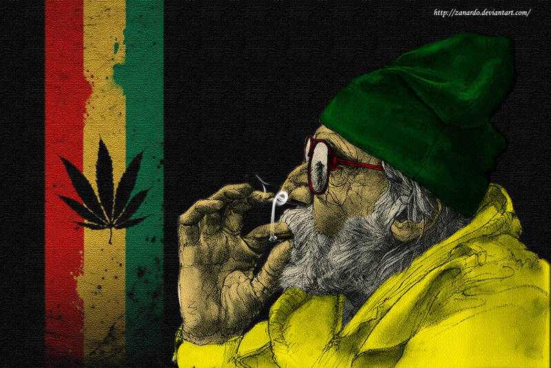 Rastafarian man smoking