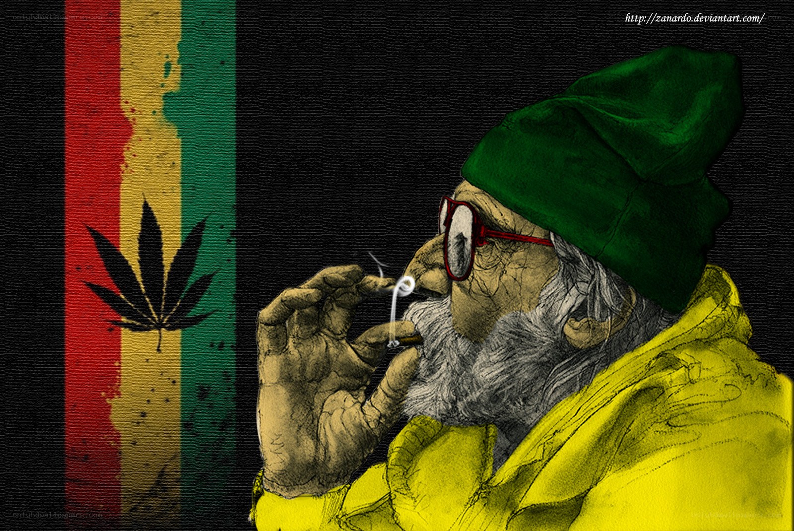 Rastafarian man smoking