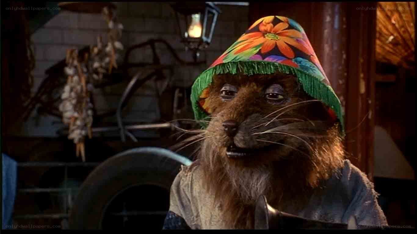 rat character in colorful hat