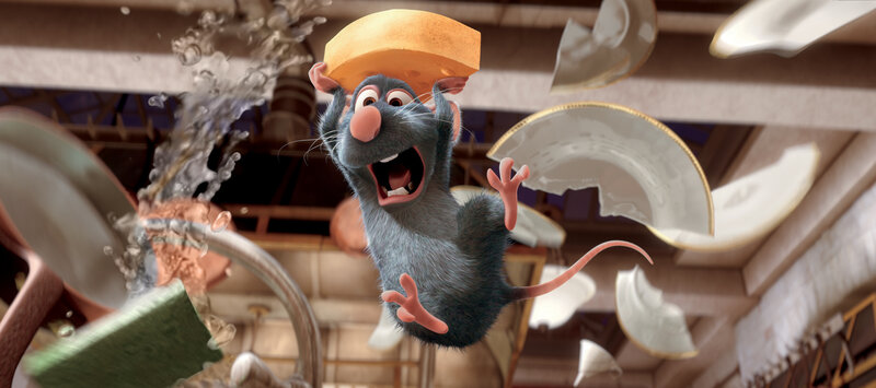 Rat Holding Cheese — Gray, Chaotic, 3d Render