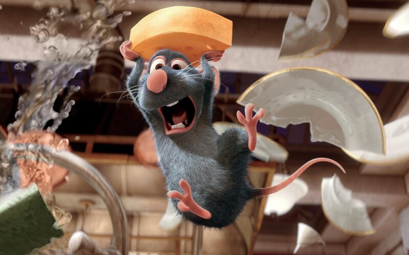 Rat Holding Cheese — Gray