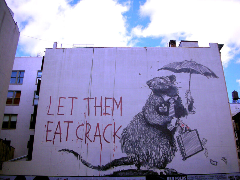 Rat mural with umbrella