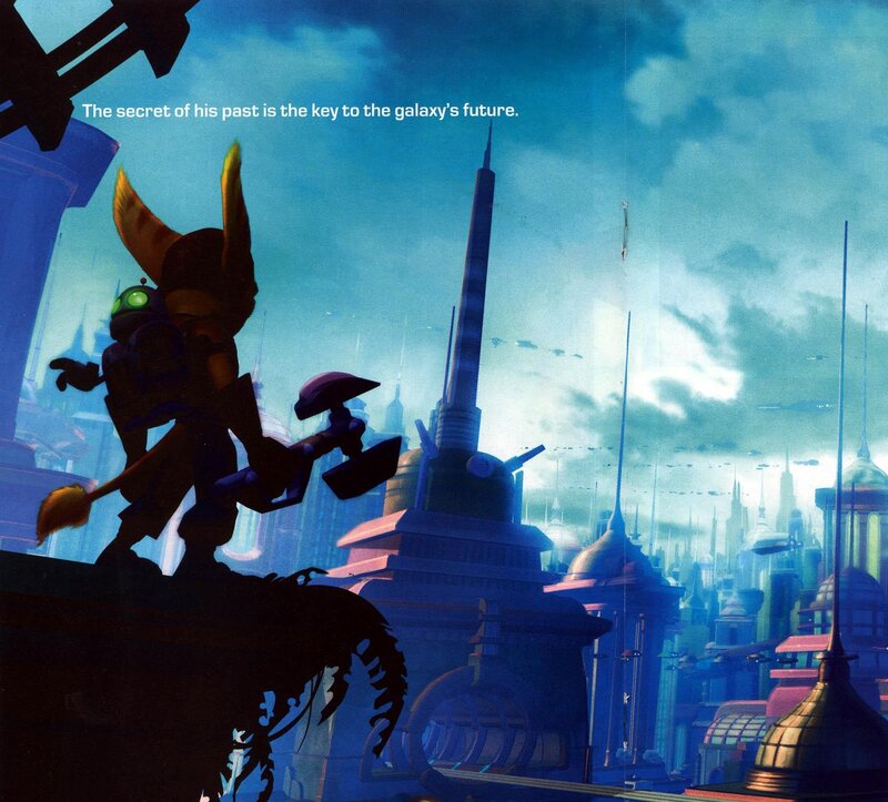 Ratchet stands on a city ledge