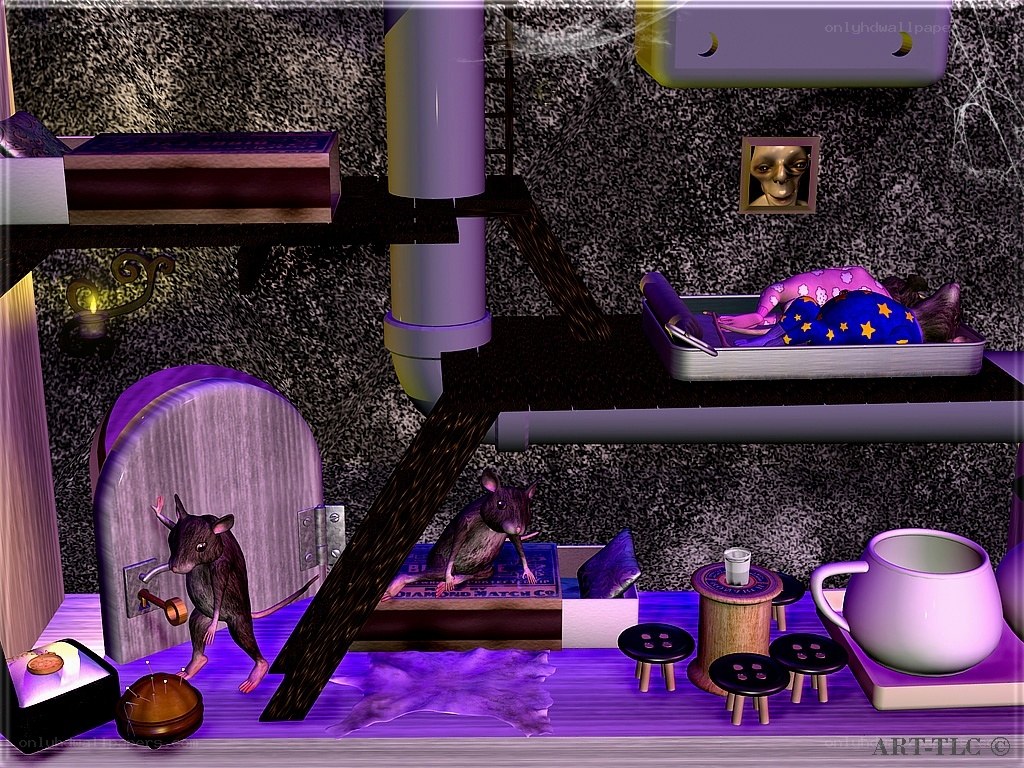 Rats in a miniature house