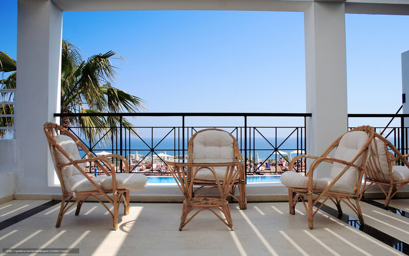 Rattan Chairs on Balcony — White