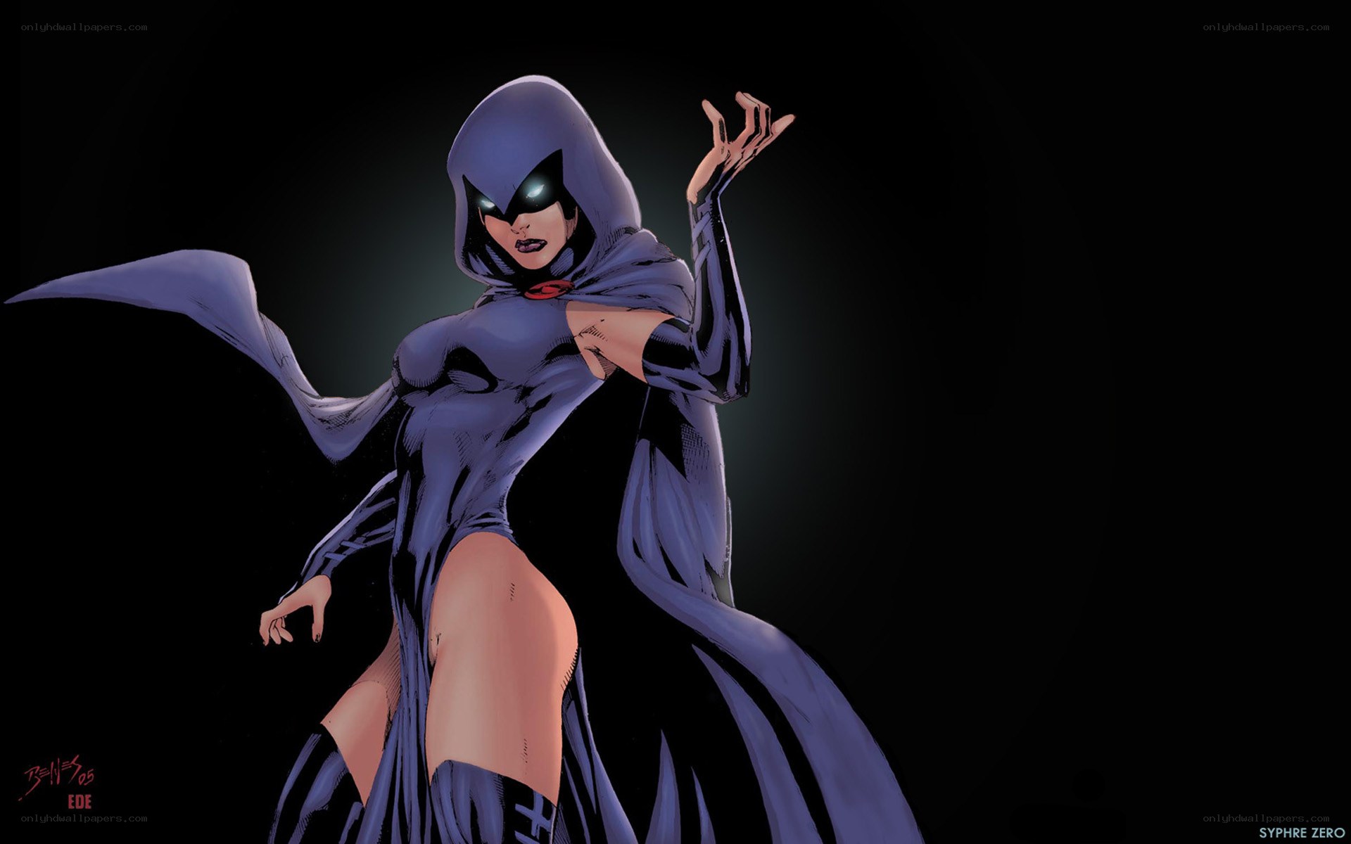 Raven in purple cloak