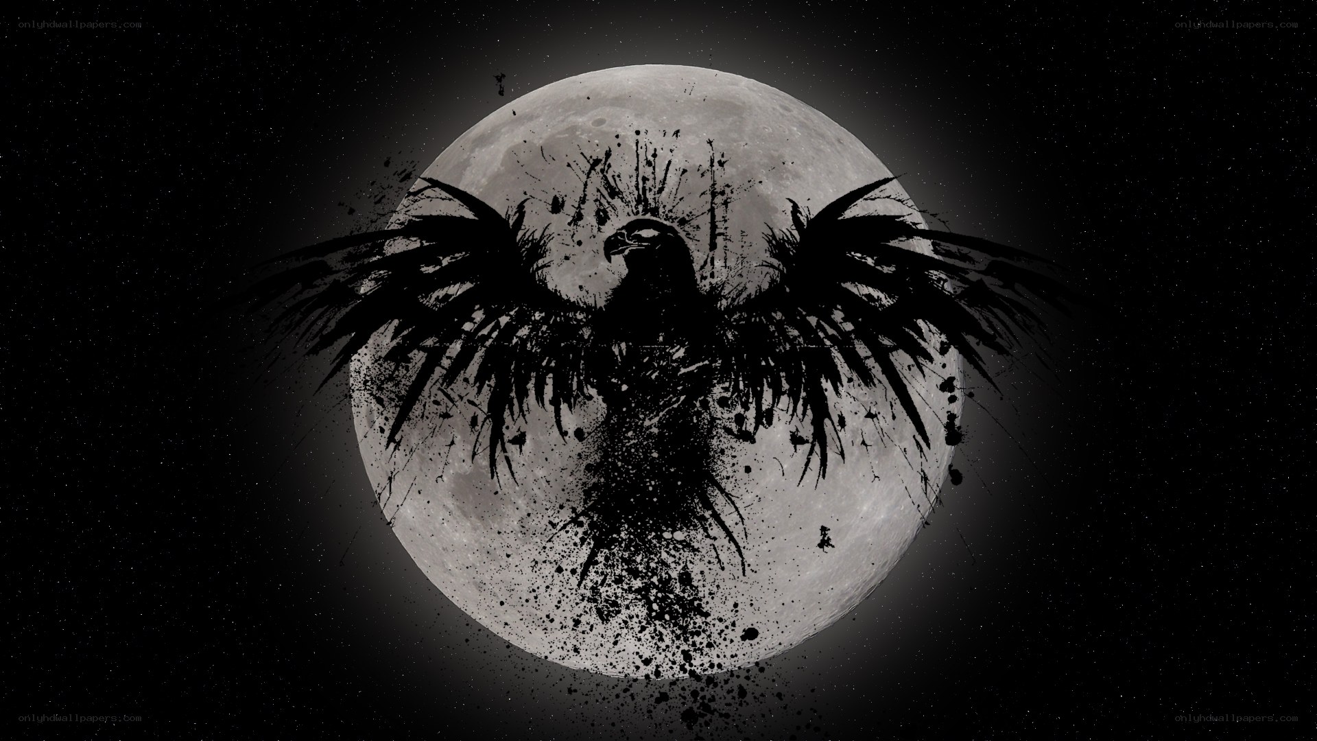 raven silhouette against moon