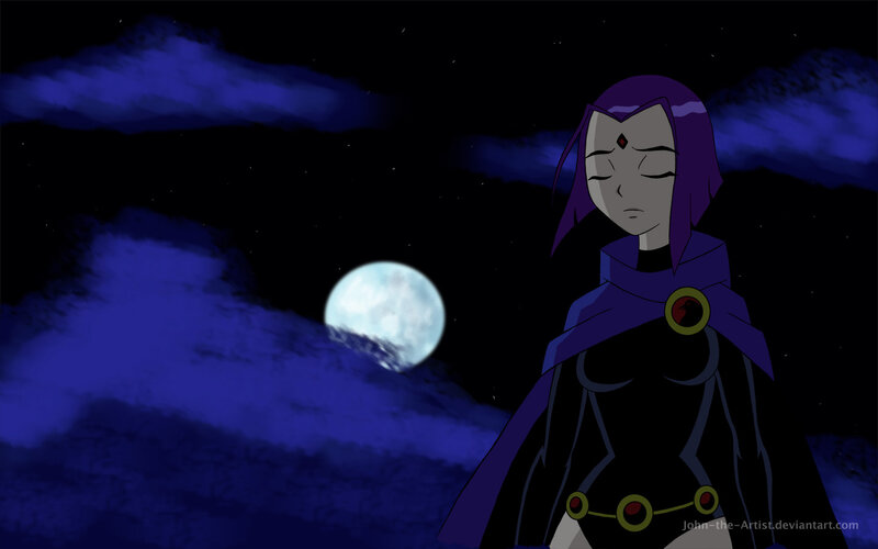 Raven under the moon