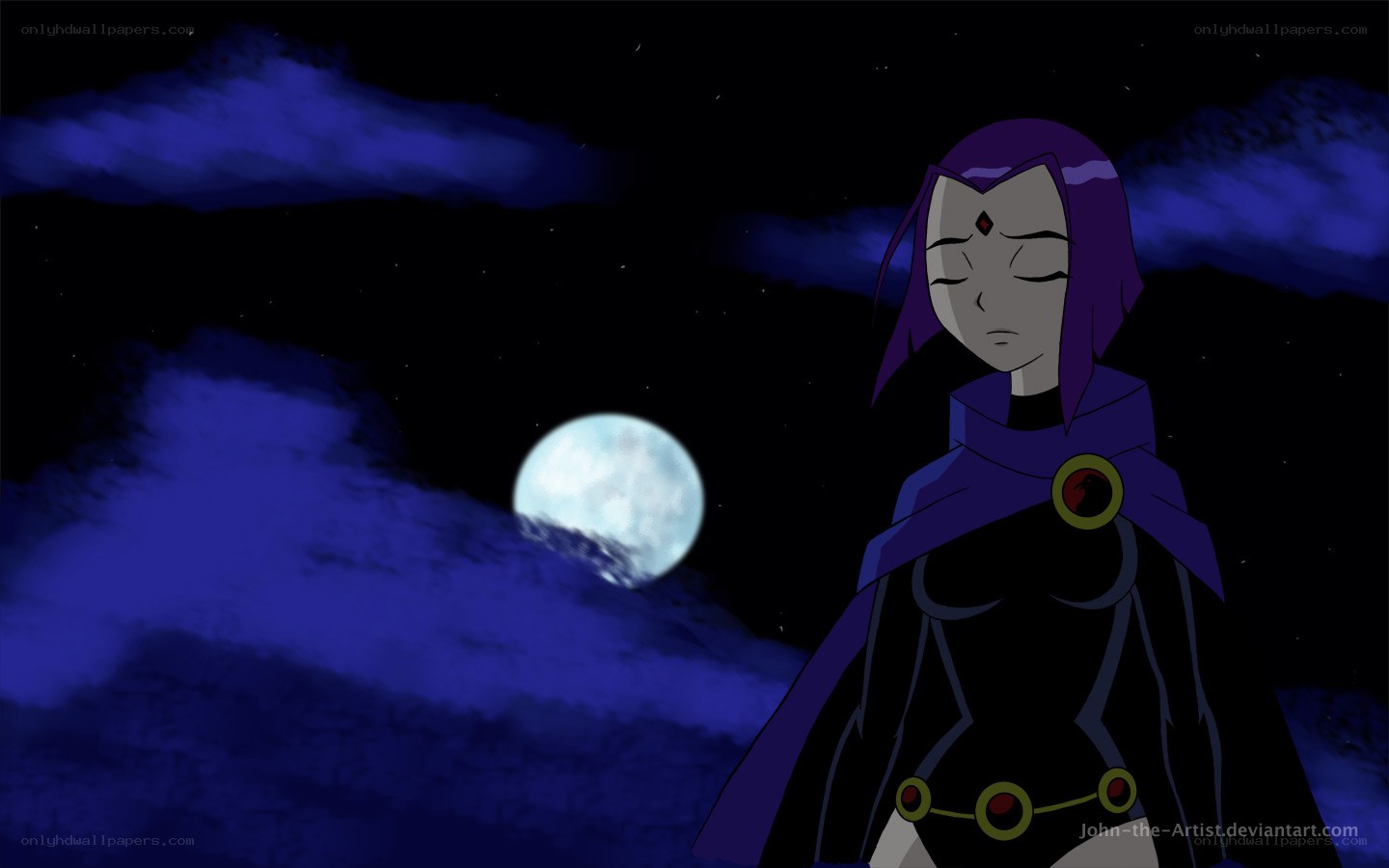 Raven under the moon