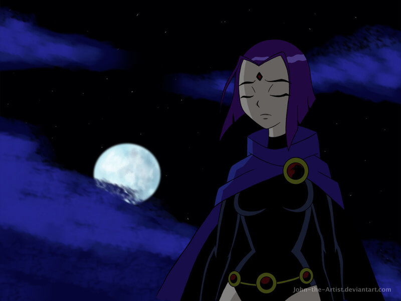 Raven under the moon