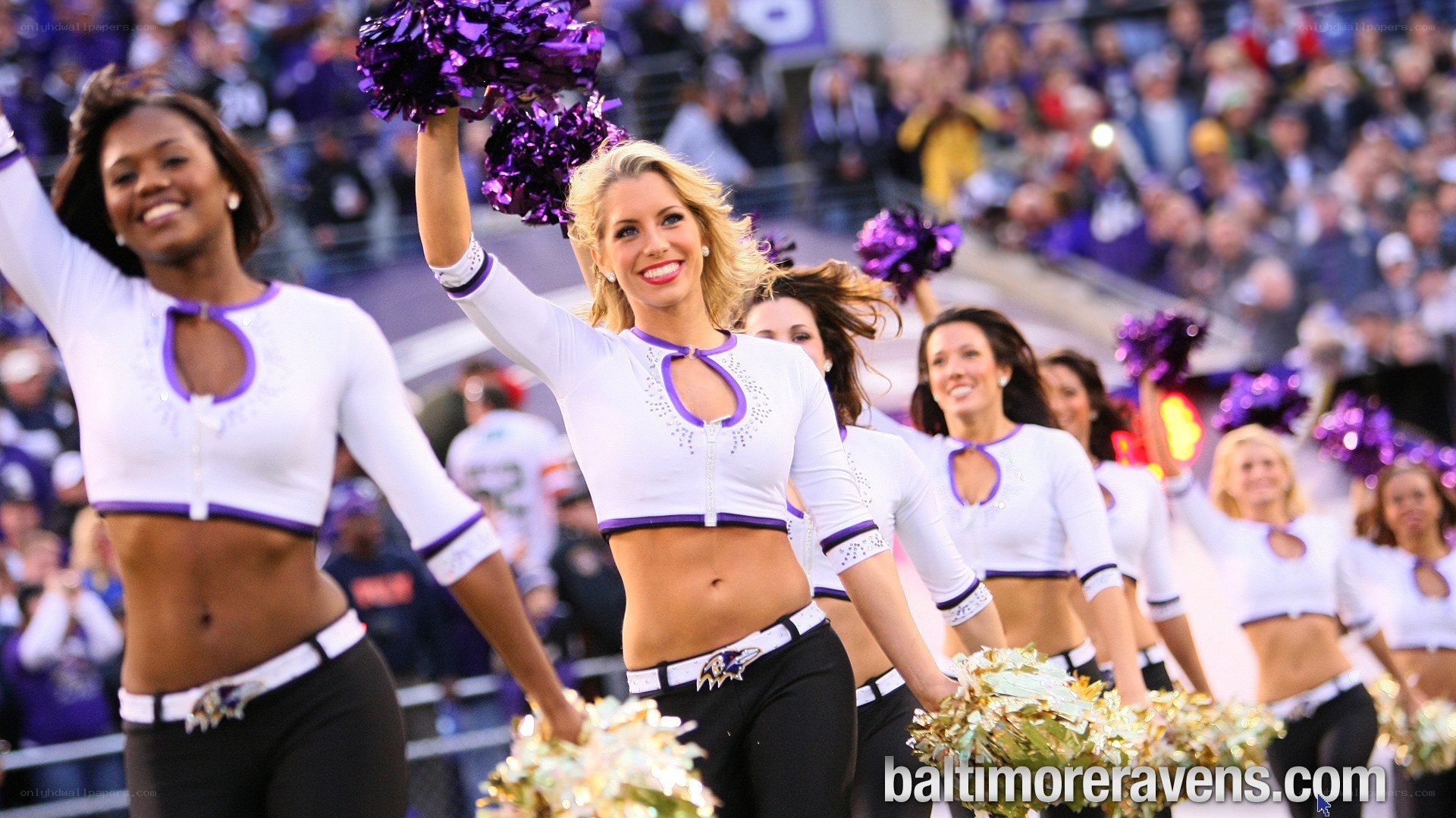 Ravens cheerleaders performing