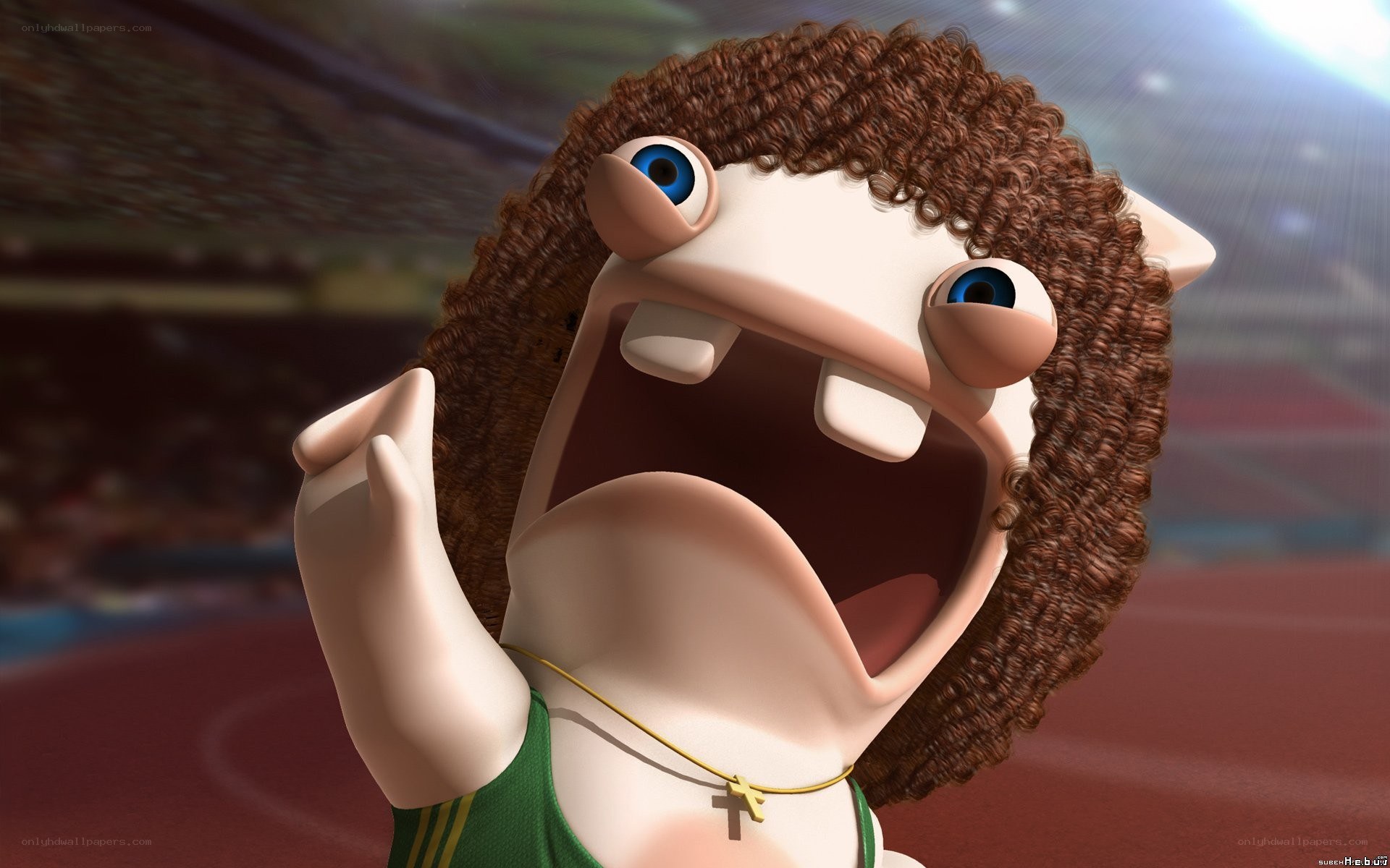 Raving Rabbids character in stadium