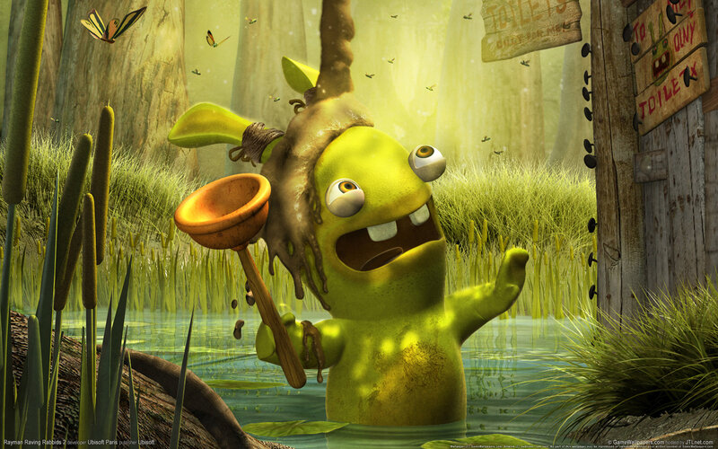 Raving Rabbids in a swamp