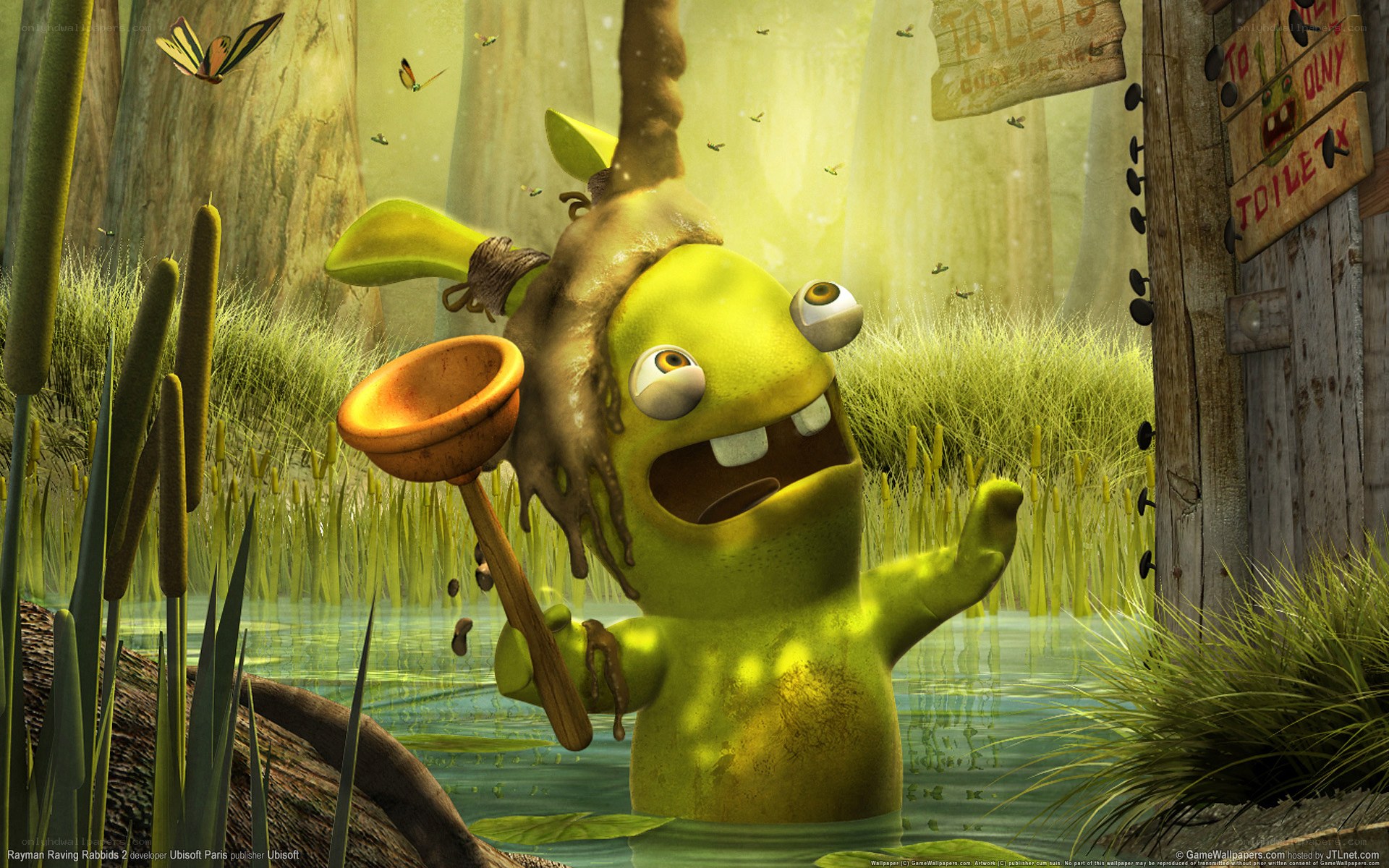 Raving Rabbids in a swamp