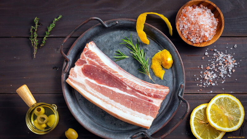 Raw Bacon on Tray