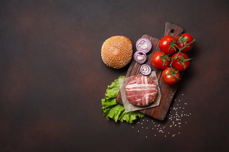 Raw Burger Ingredients